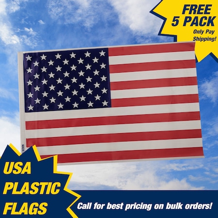 USA Plastic Flags Pack Of 5